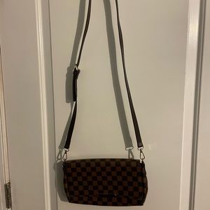 Small brown checkered bag